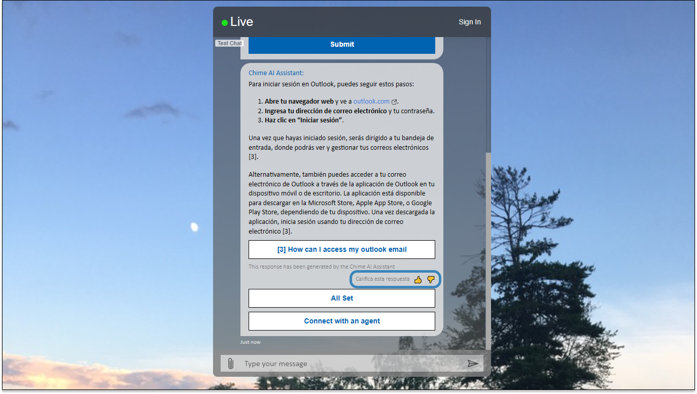 AI Chat - Locale Spanish