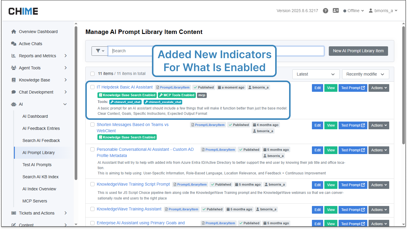 AI Prompt Library - Added Configuration Indicators