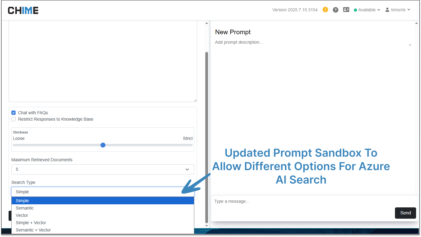 AI Prompt Sandbox - Additional Search Type Options