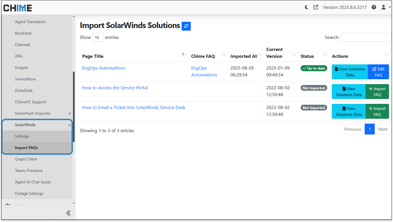 Admin - Import SolarWinds FAQs