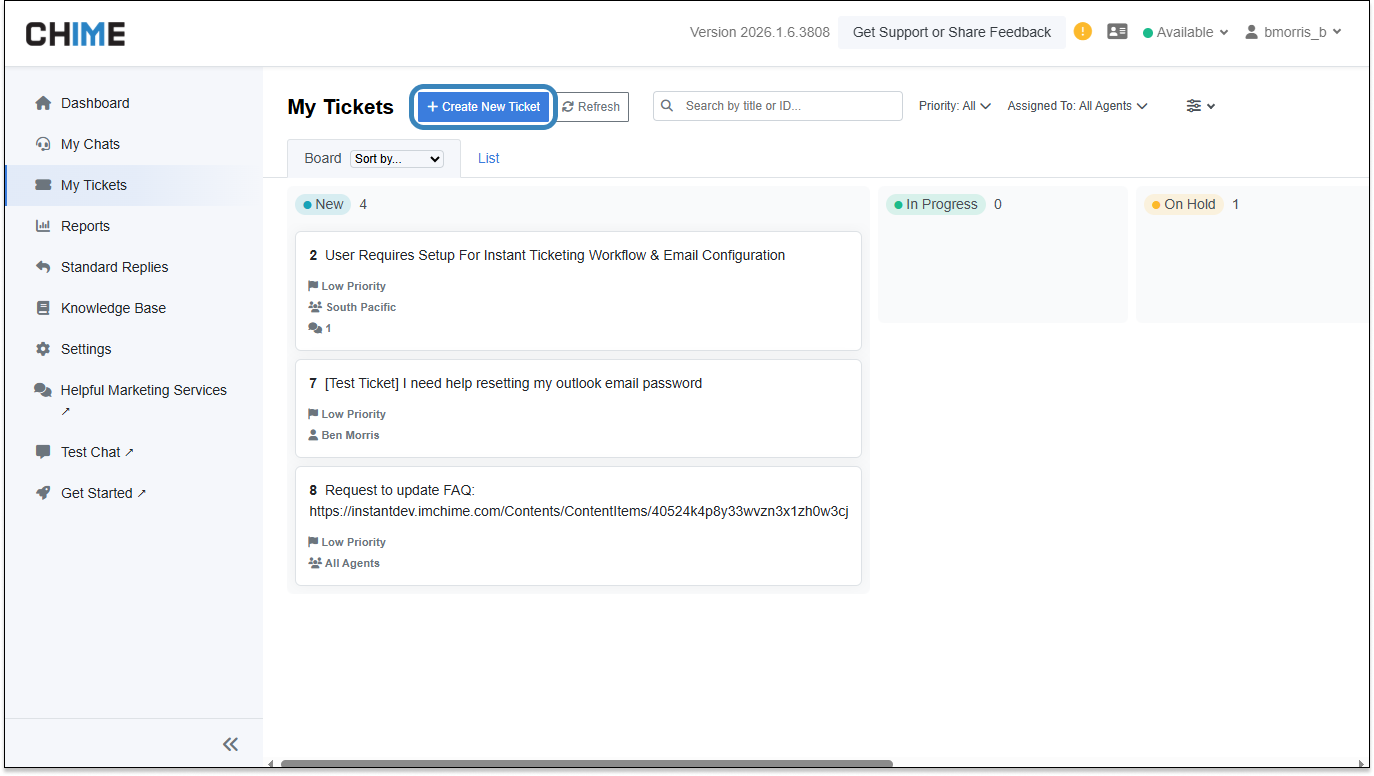 Agent UI - Create Instant Ticket