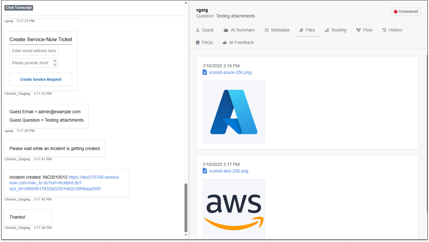 Agent Webclient - Service Now Ticket Creation + Images