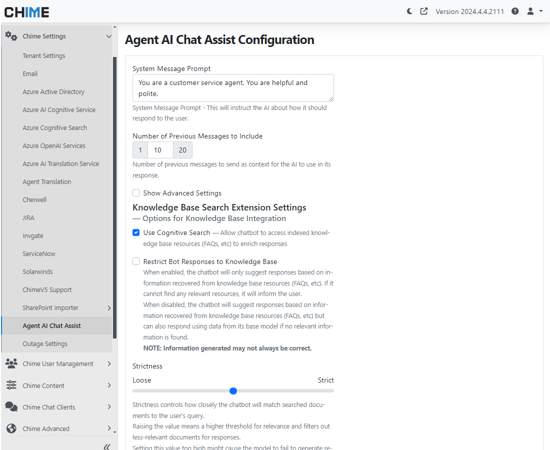 Configure Agent AI Chat Assist for you tenant