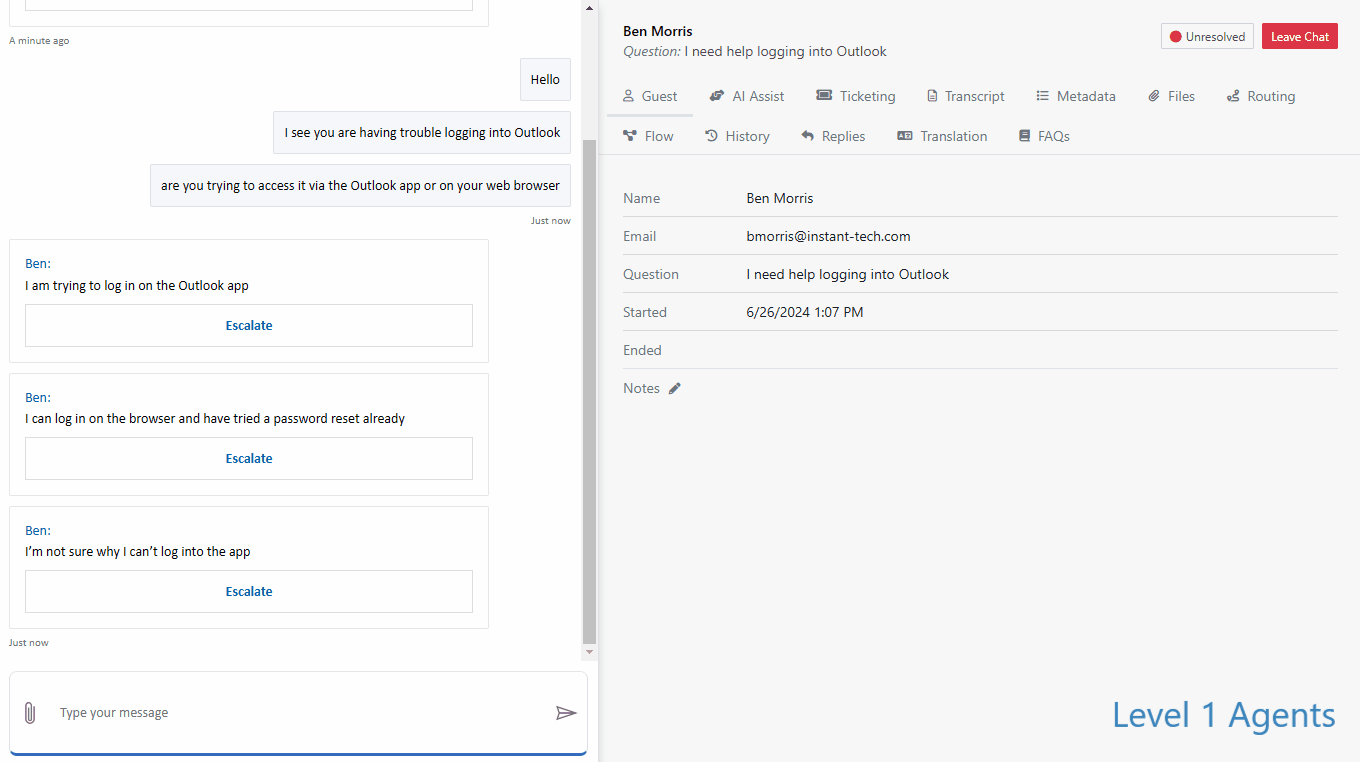 Transfer chats to other pipeline stages/agent lists with the agent escalation feature