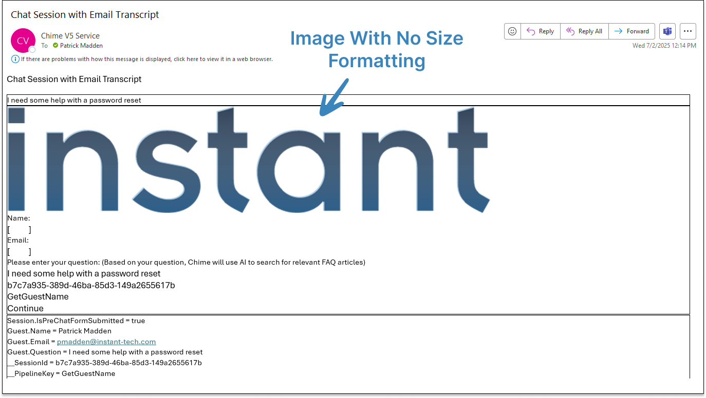 Email - Image in Outlook with no size formatting
