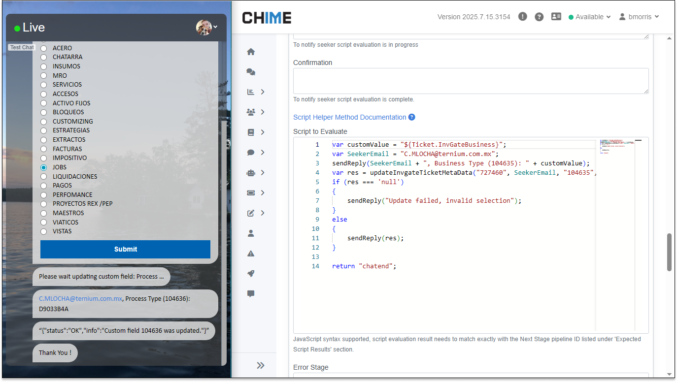Invgate Ticketing - updateInvgateTicketMetadata(ticketId, seekerEmailAddress, fieldId, fieldValue)