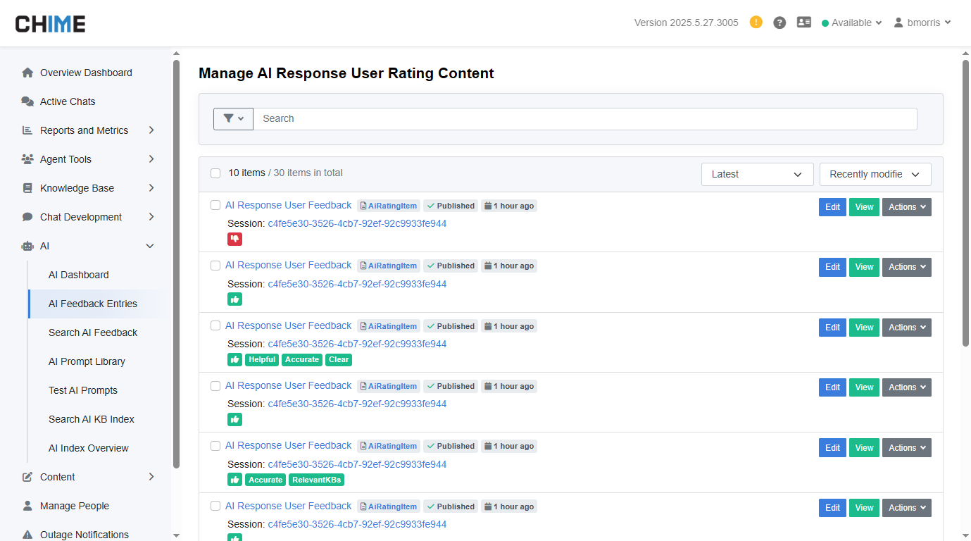 Manager AI Feedback Entries