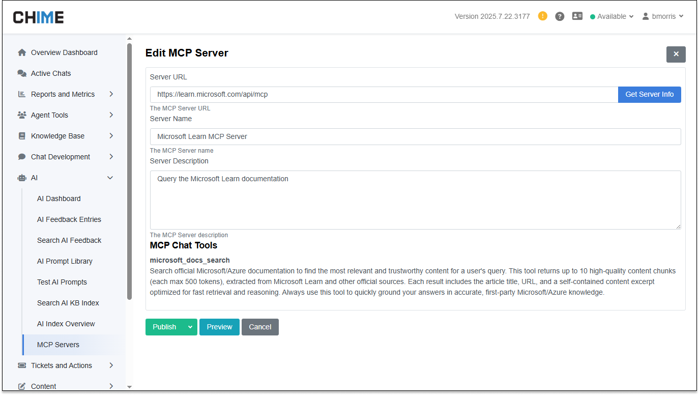 Manager UI - Edit MCP Server