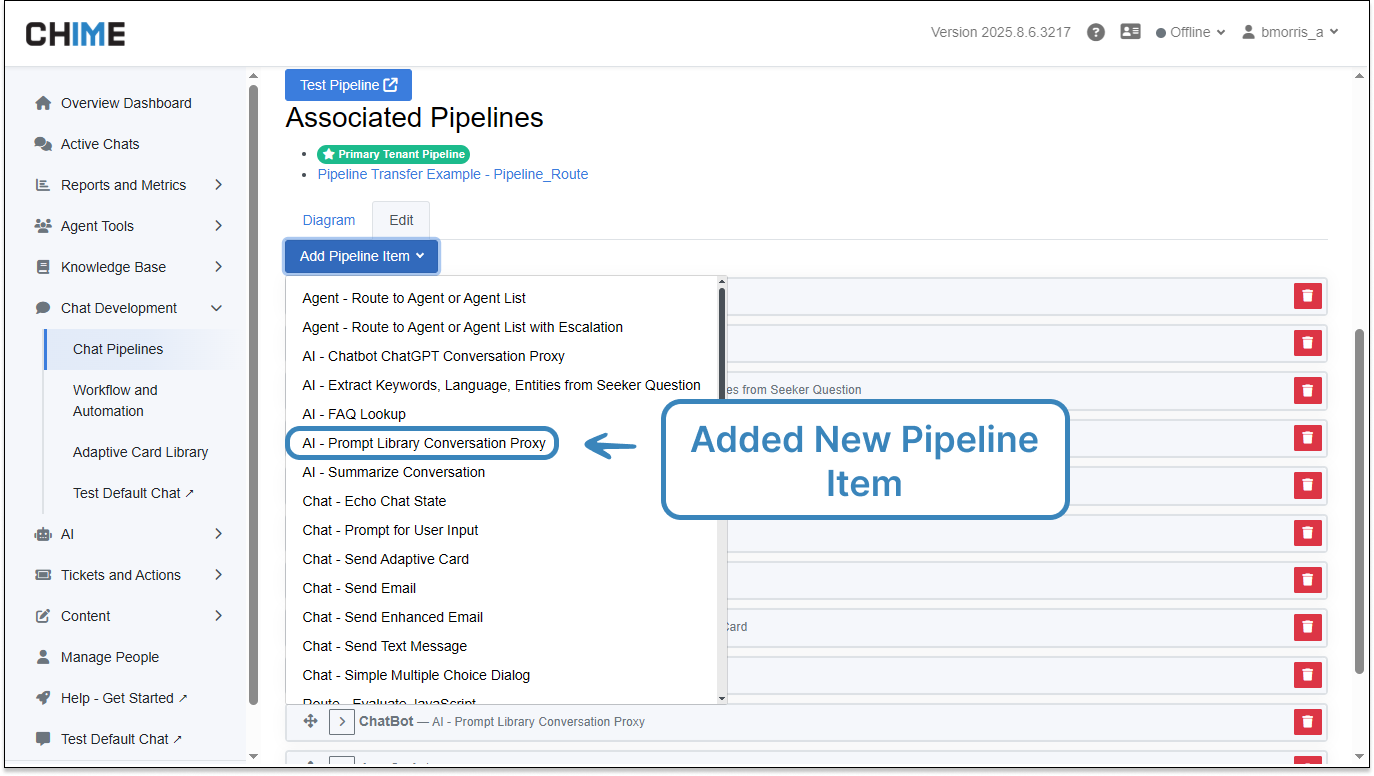 Pipeline Configuration - AI Prompt Library Conversation Proxy Item