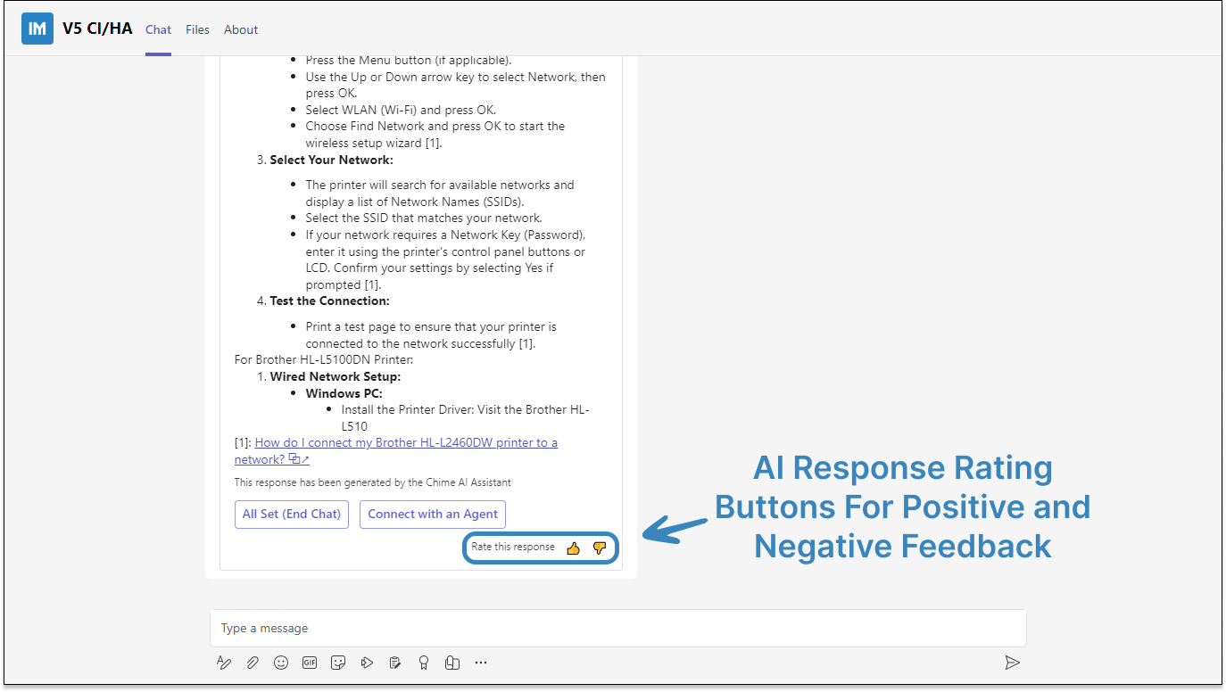 Teams AI Feedback Buttons