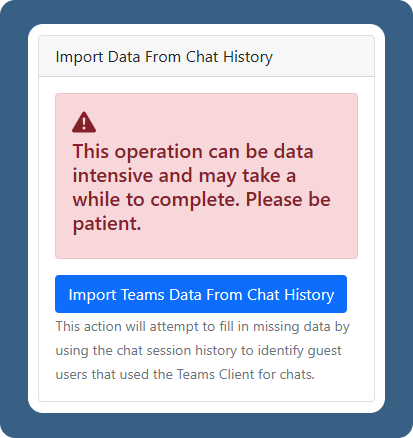 Teams Install Dashboard - Import Data From Chat History