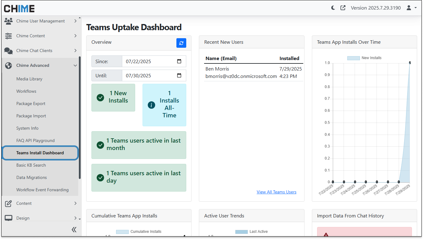 Teams Install Dashboard 2