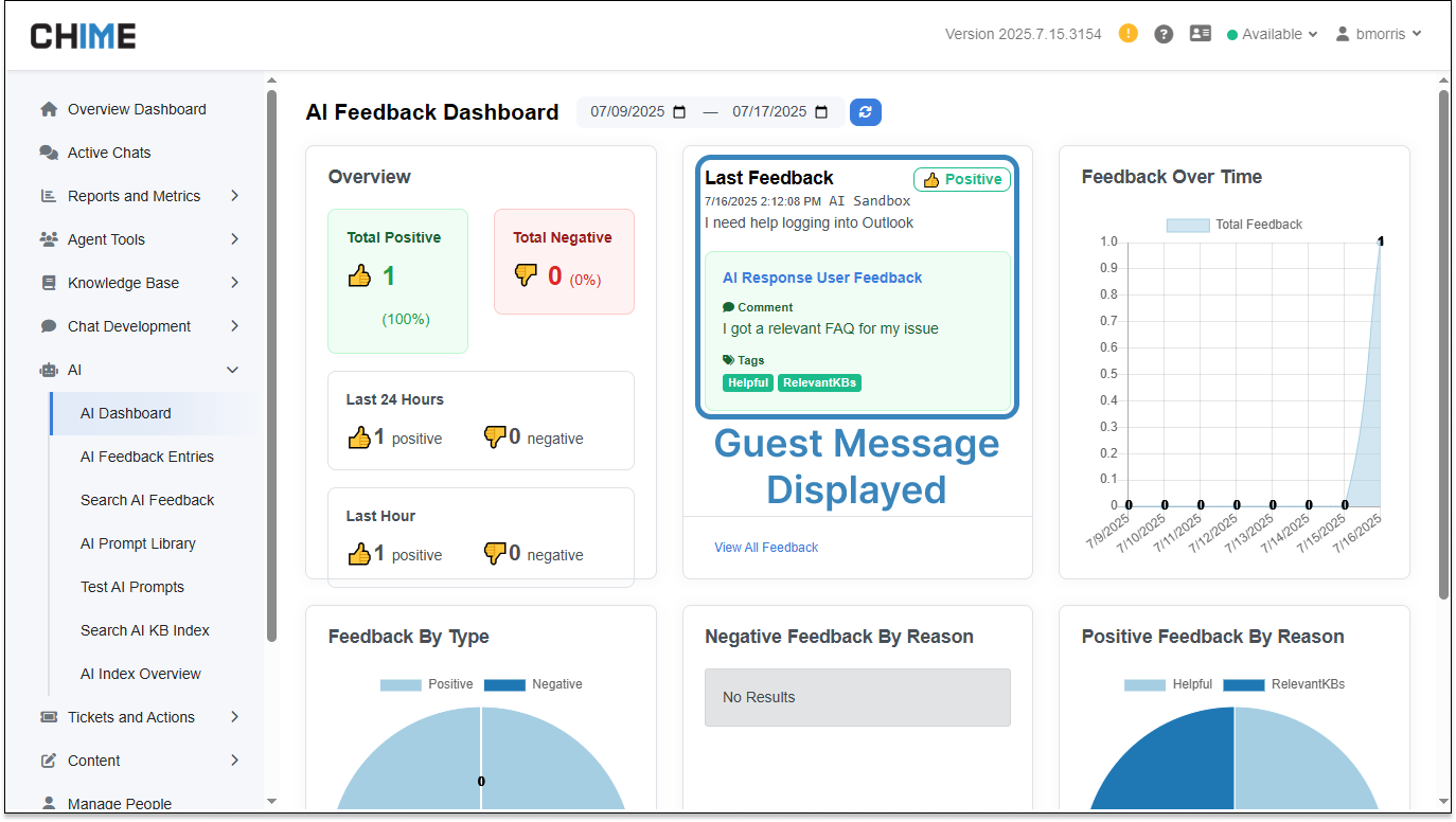 View Guest Question For AI Feedback On The AI Feedback Dashboard