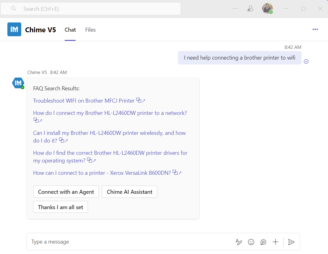 FAQs to resolve employee issues with chat