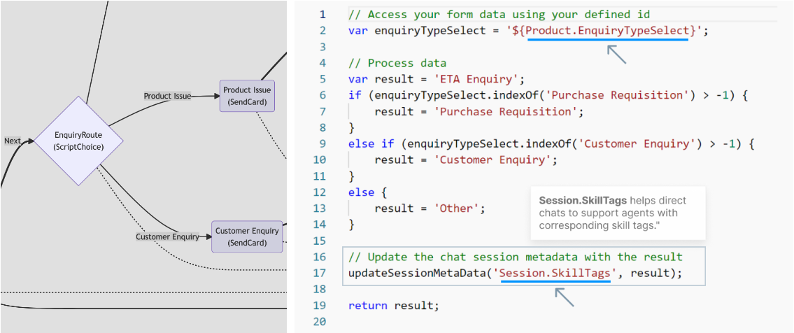 Input Metdata Within JS In Chat Workflows