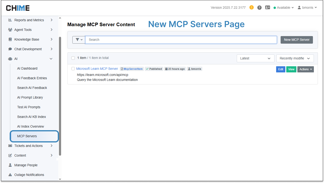 Enable MCP Sever Integration with AI Chat