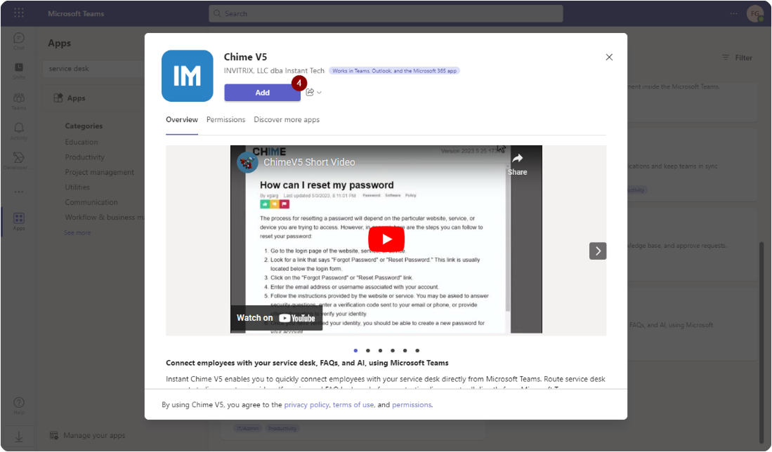 Microsoft Teams - Add the V5 App