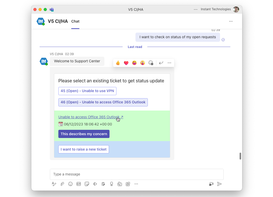 Ticketing integration with Microsoft Teams