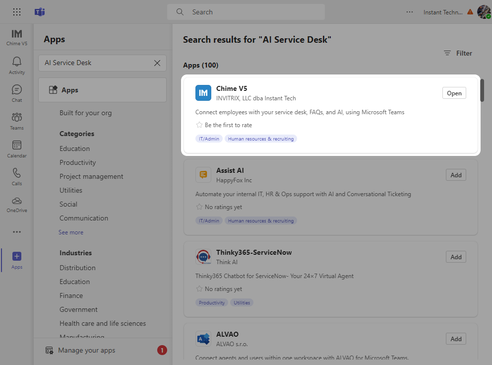 AI+Service+Desk+in+Microsoft+Teams+Store